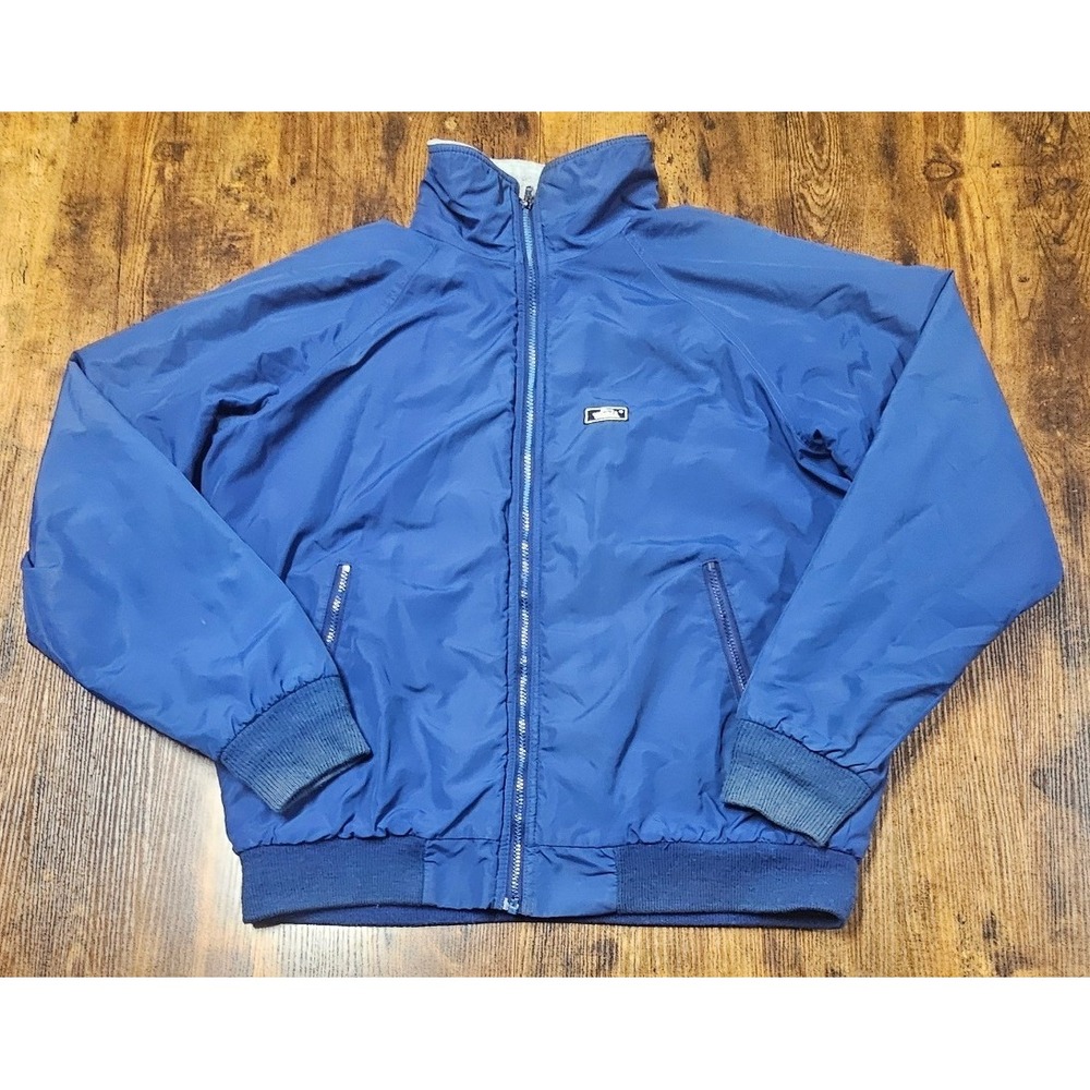 Vintage Woolrich Blue Nylon Fleece Lined Bomber Jacket Mens Large Made in USA